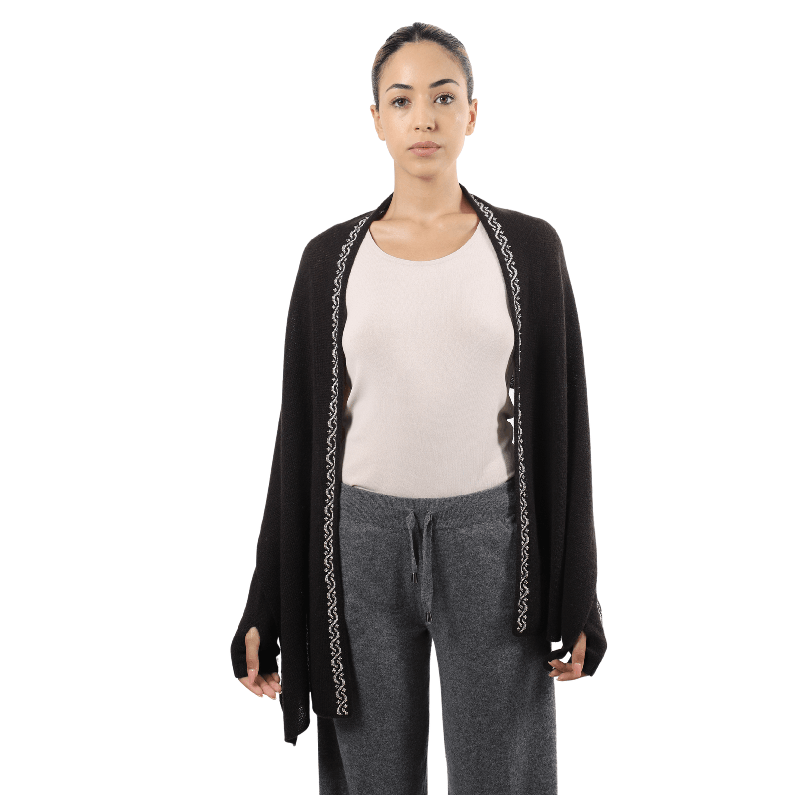 BROWN CASHMERE SCARF | WAVES