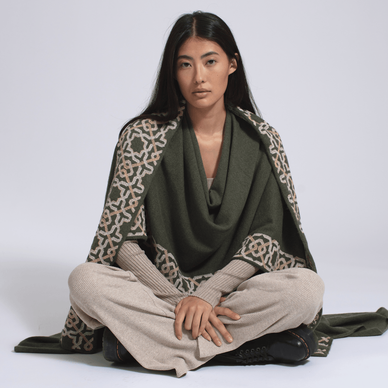 KHAKI CASHMERE PONCHO