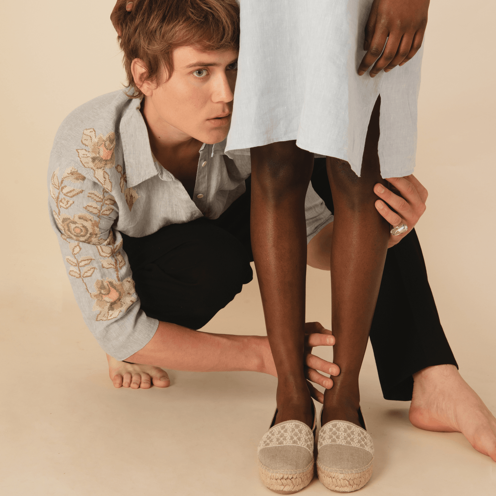GRAY LINEN SHIRT KHAKI HANA ROSE