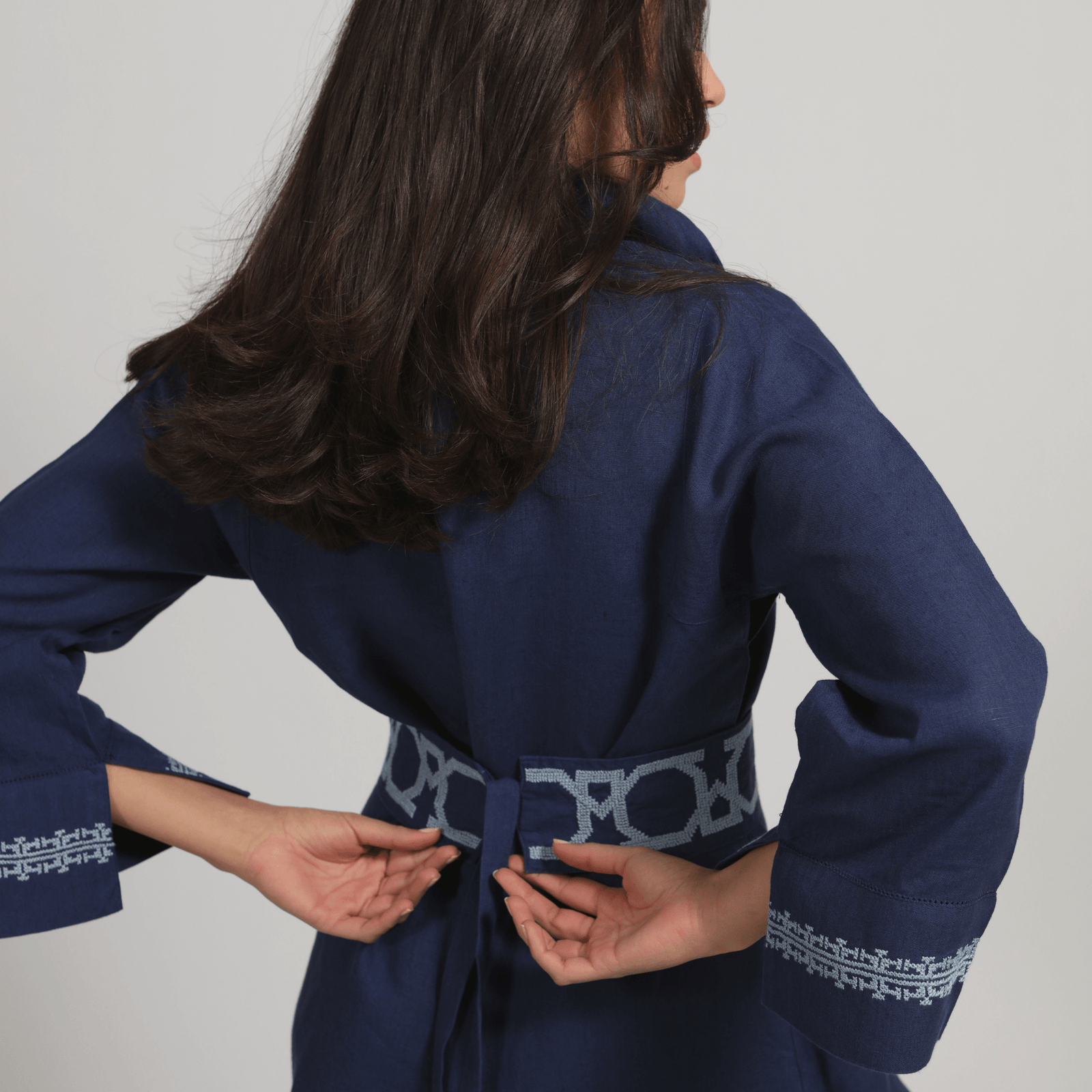 POLO COLLAR | INDIGO BLUE SHORT LINEN DRESS | IBRAHIM