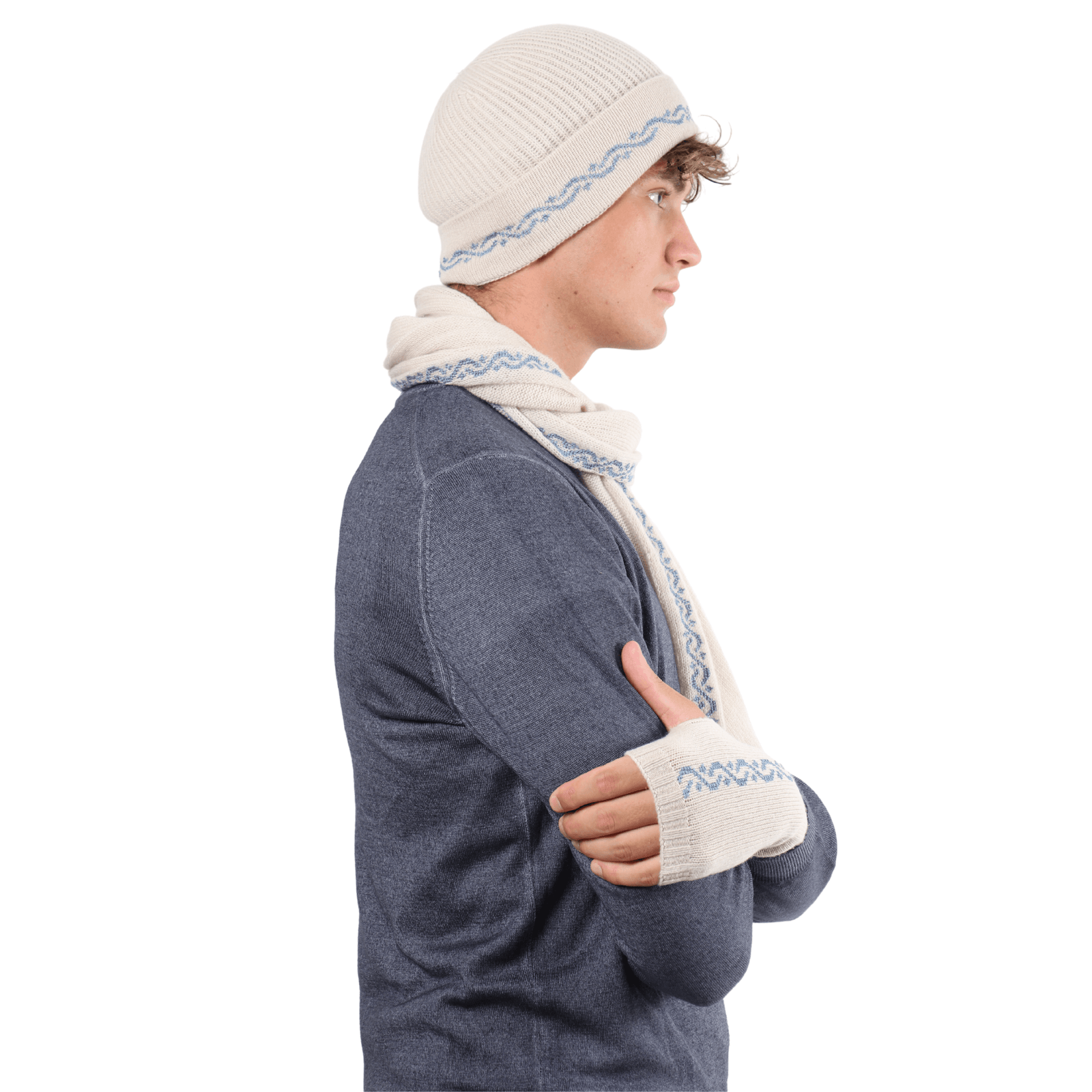 CREAM BEIGE CASHMERE BEANIE | WAVES