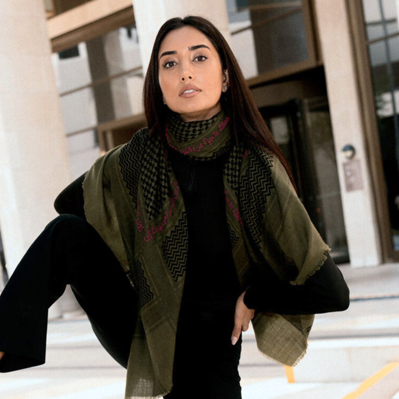 KHAKI MERINO & SILK IBN BATTUTA KEFFIYEH