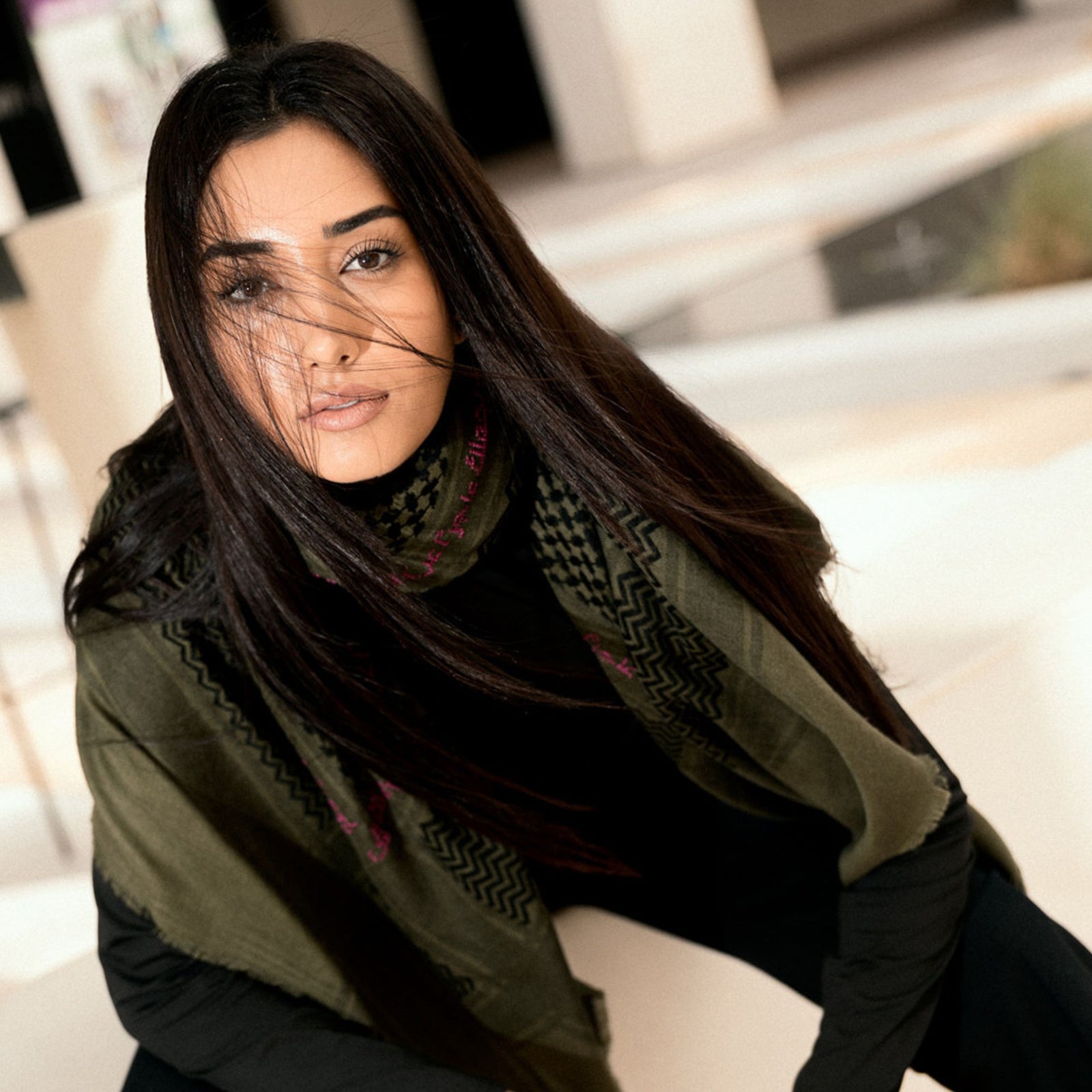 KHAKI MERINO & SILK IBN BATTUTA KEFFIYEH