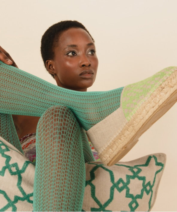 LINEN ESPADRILLES | BEEHIVE MATCHA GREEN