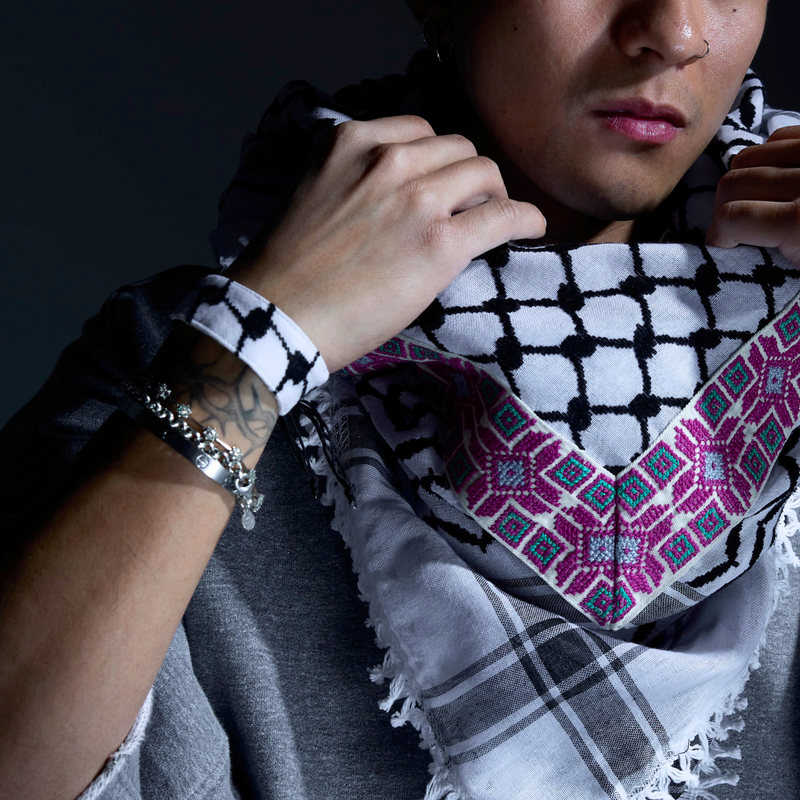 KEFFIYEH EMBROIDERED BRACELET | SET of 2