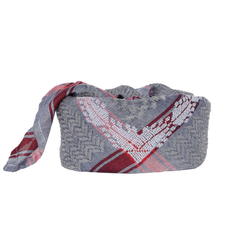 BLUE LINEN SHAWL GRAY WAVES