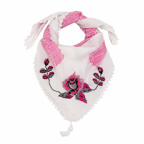 PINK & WHITE BLUE FLAME COTTON KEFFIYEH