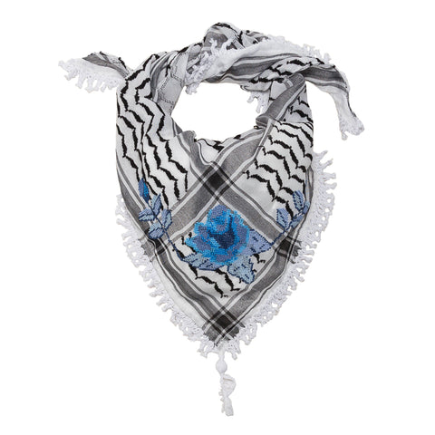 MINI BLUE & WHITE ROSE KEFFIYEH