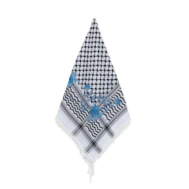 BLACK & WHITE ROSE KEFFIYEH