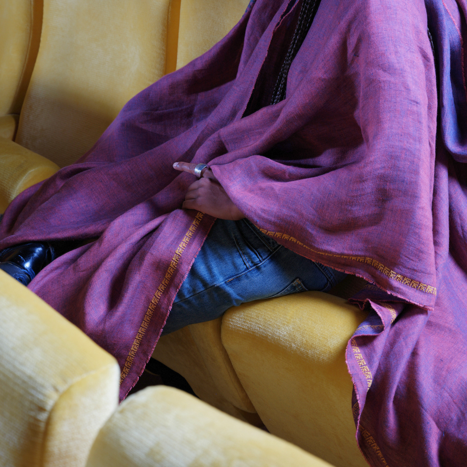 RED LINEN SHAWL MARY MAGDALENE