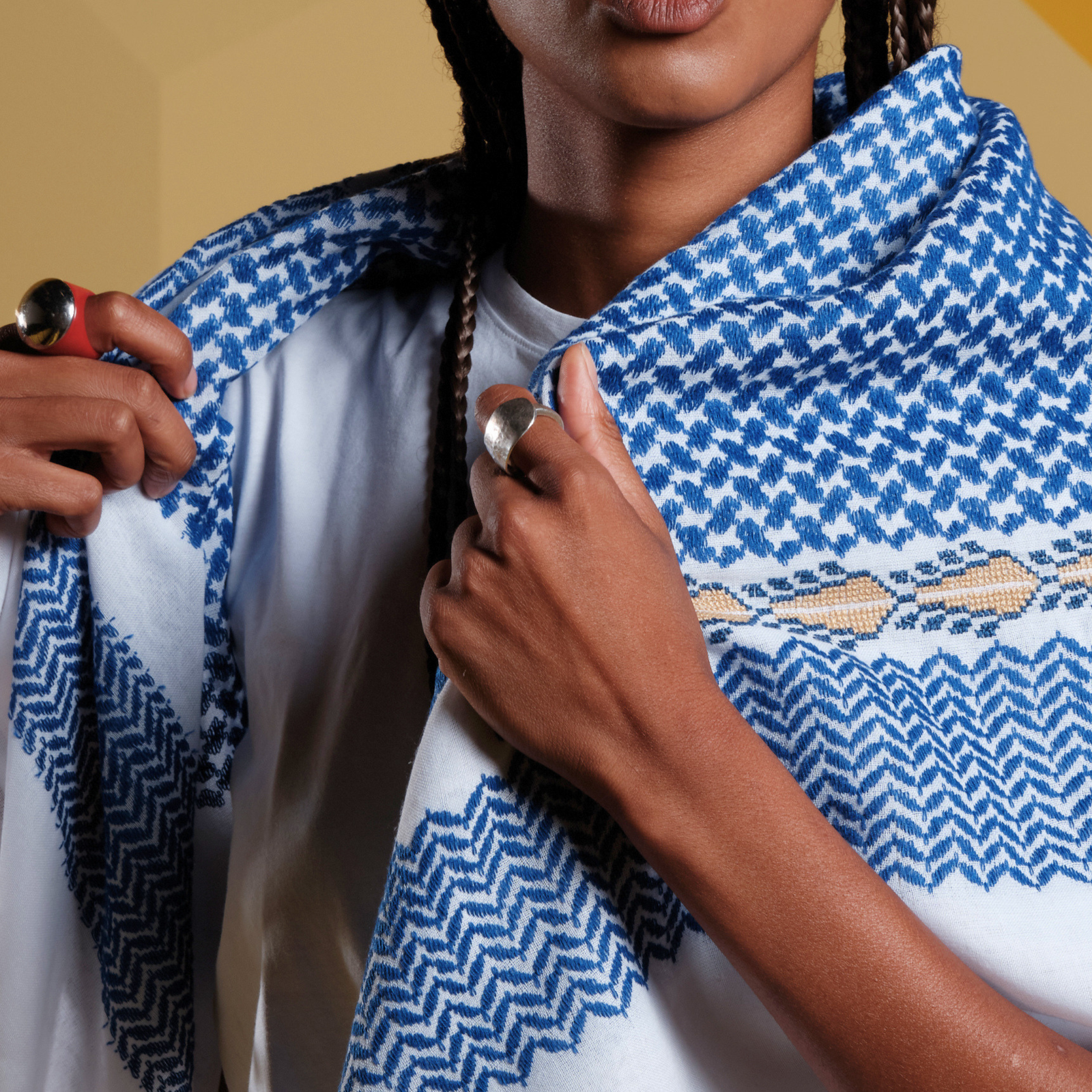 MINI BLUE & WHITE FLAME COTTON KEFFIYEH