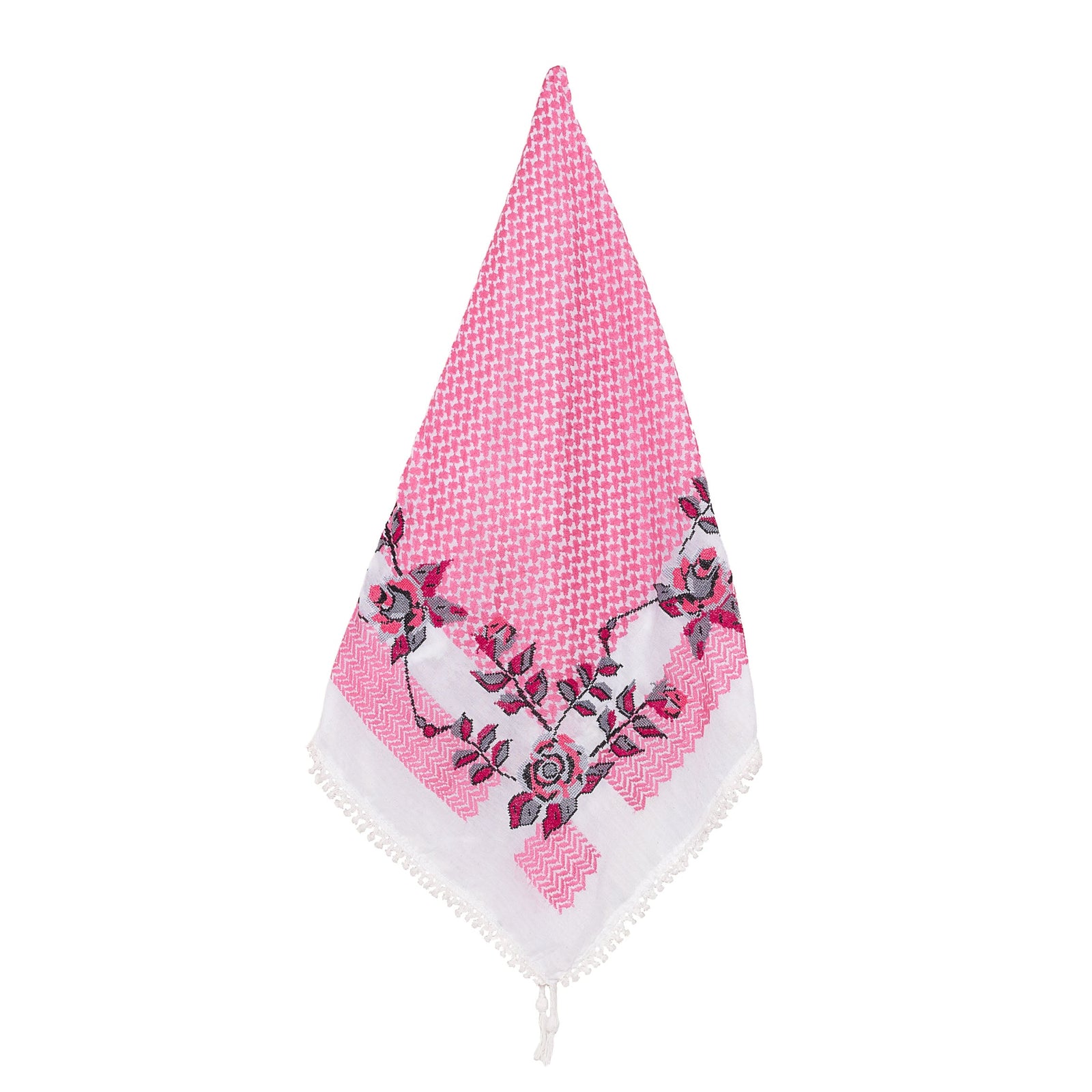 PINK & WHITE ROSE KEFFIYEH