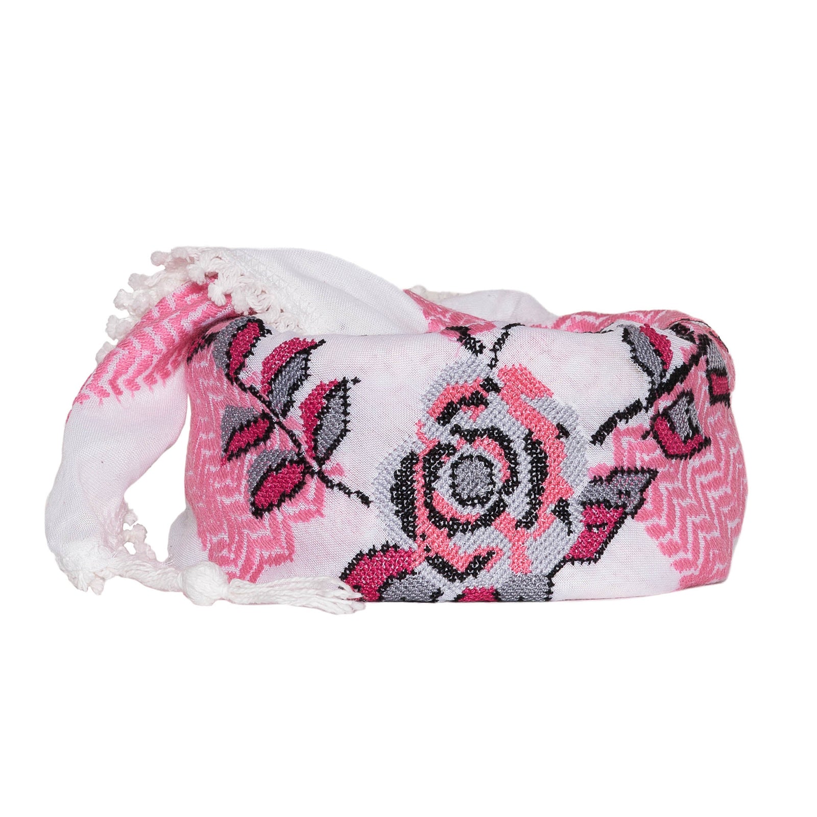PINK & WHITE ROSE KEFFIYEH