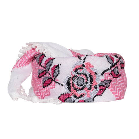 PINK & WHITE BLUE FLAME COTTON KEFFIYEH