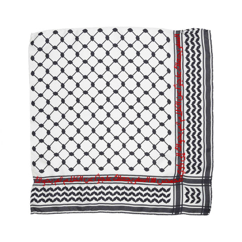 RED & WHITE SILK KEFFIYEH
