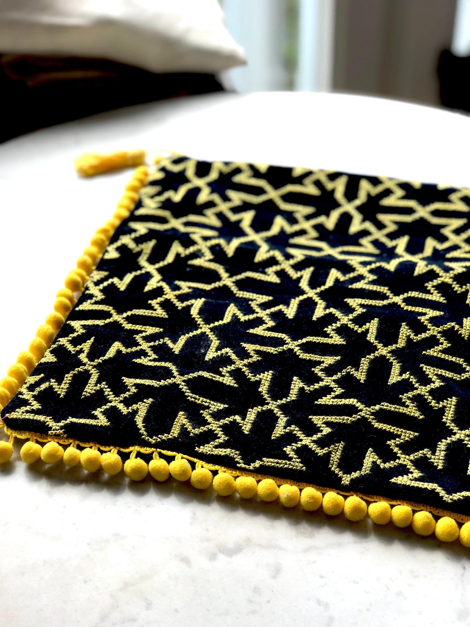 Yellow on Black/Yellow Pompons