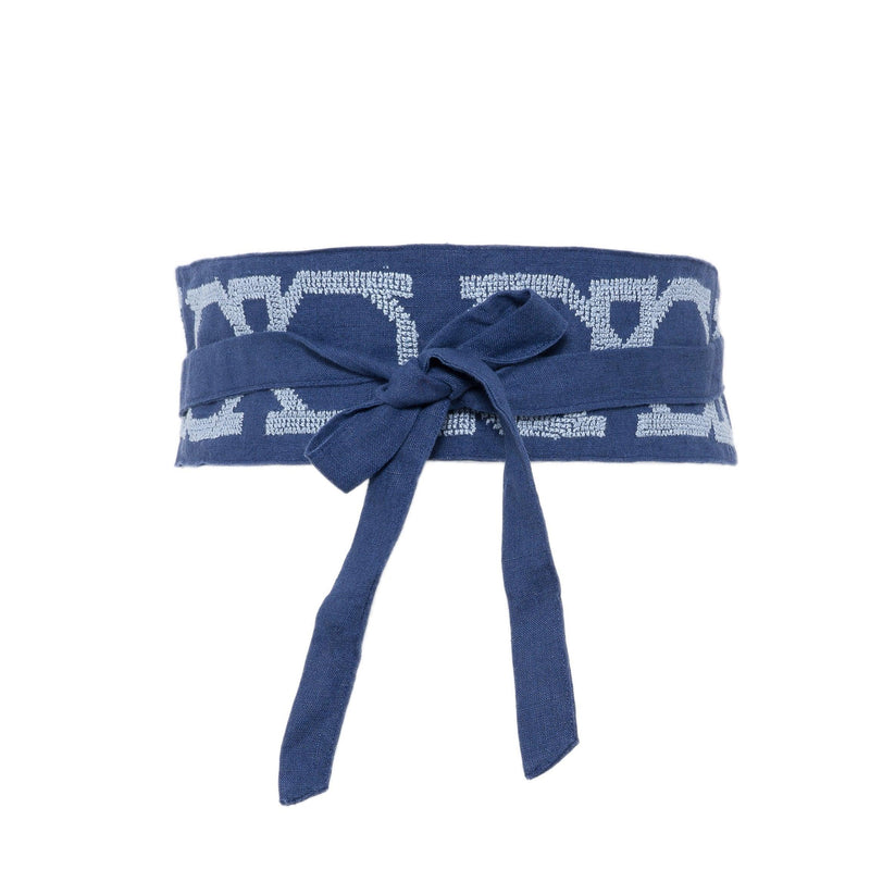 INDIGO BLUE LINEN OBI BELT