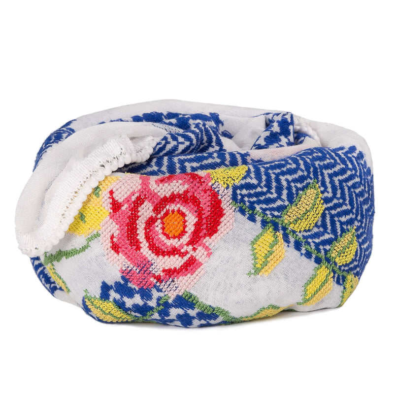 BLUE & WHITE ROSE KEFFIYEH