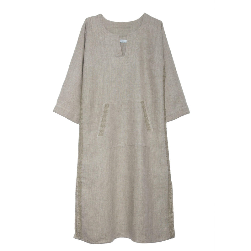 NATURAL LINEN KAFTAN DRESS