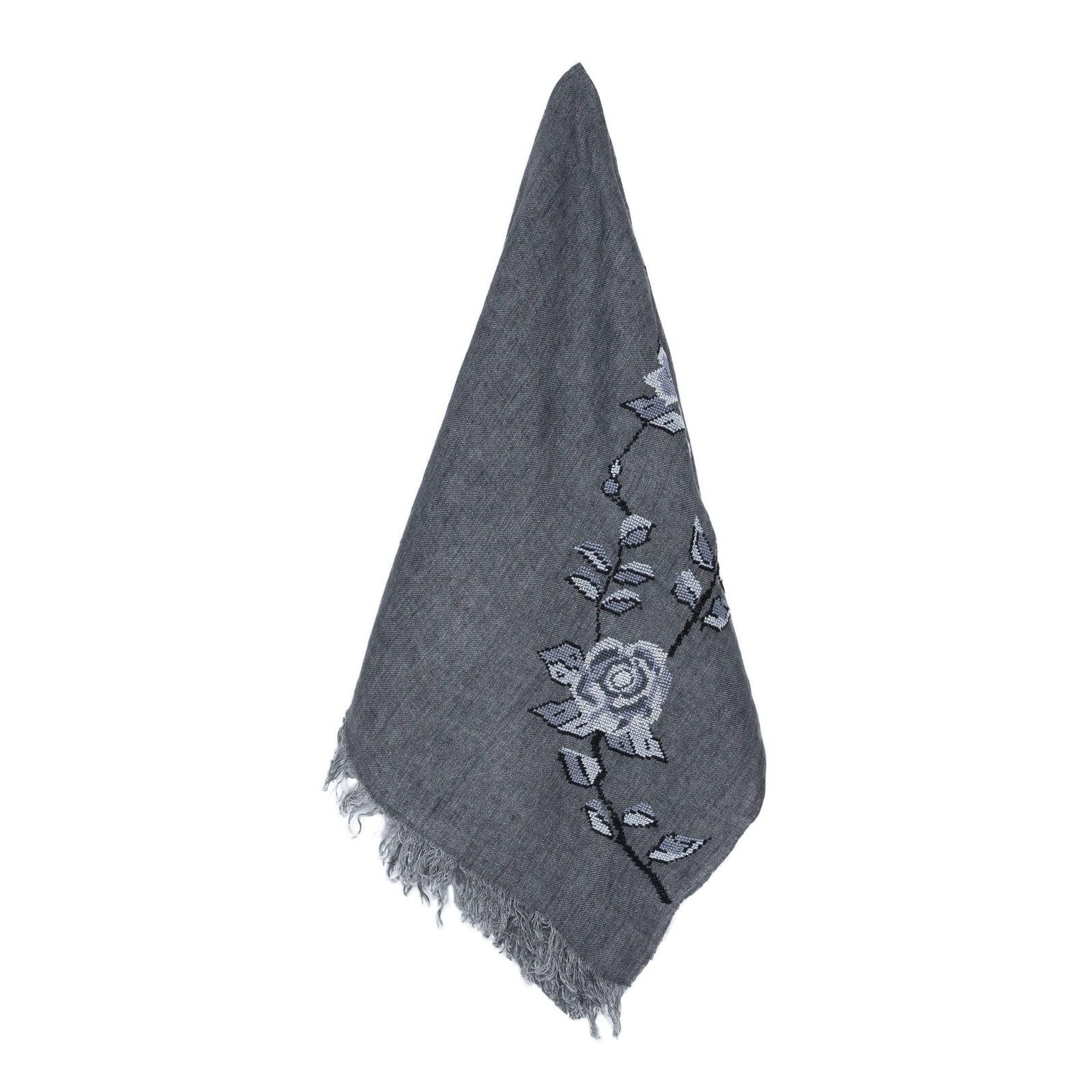 GRAY LINEN SHAWL STORM GRAY HANA ROSE
