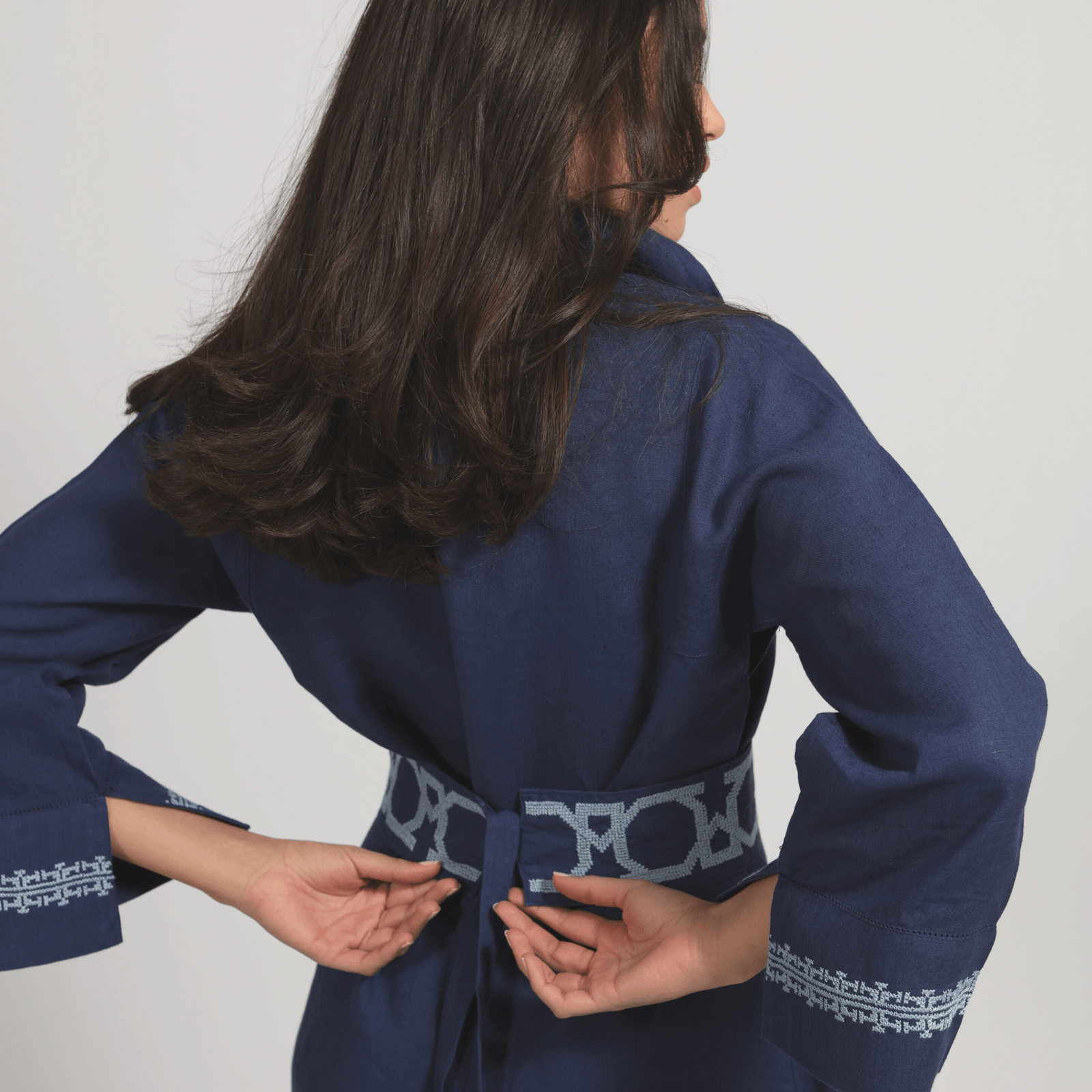 INDIGO BLUE LINEN OBI BELT