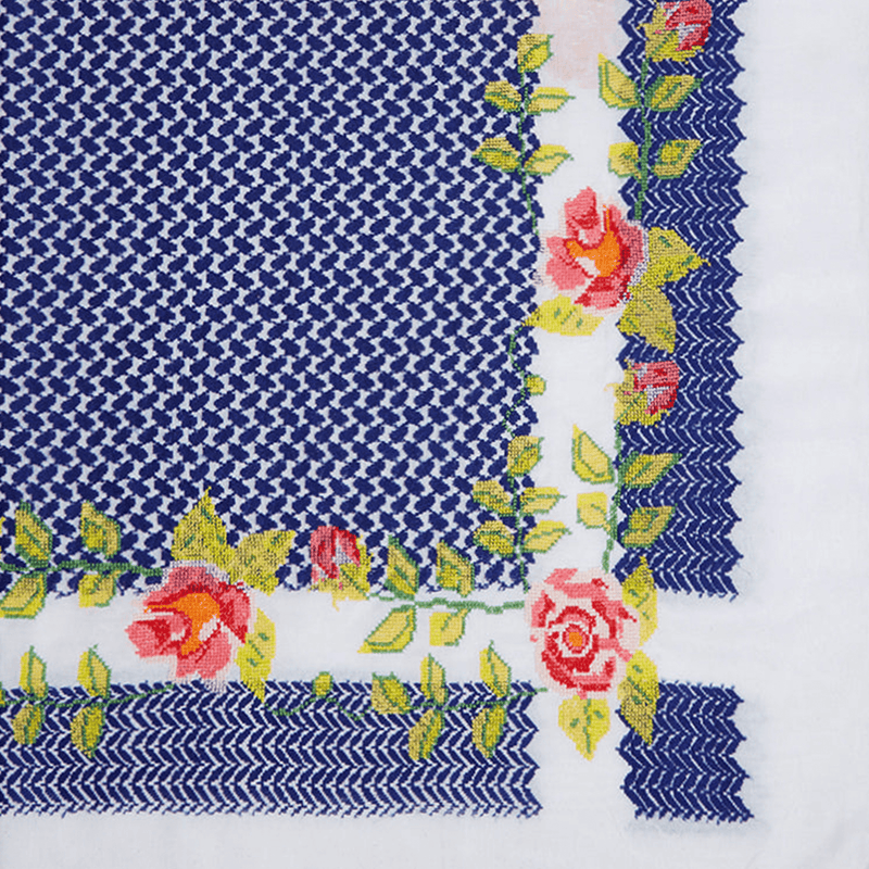 BLUE & WHITE ROSE KEFFIYEH