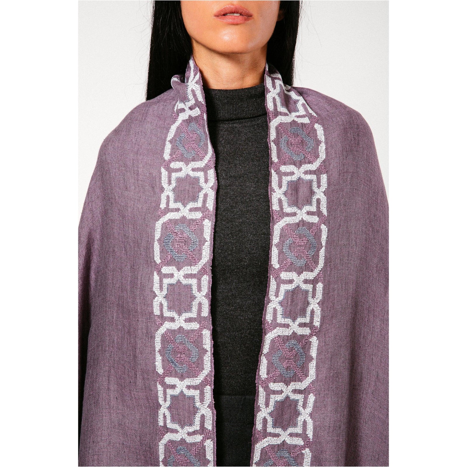 MAUVE LINEN SHAWL HALF-ALHAMBRA