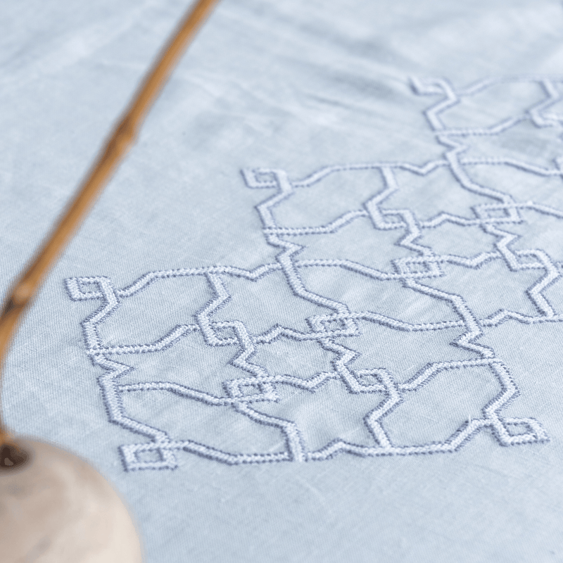 LINEN GAUZE TABLECLOTH GRAY/BLUE KOUTUBIA