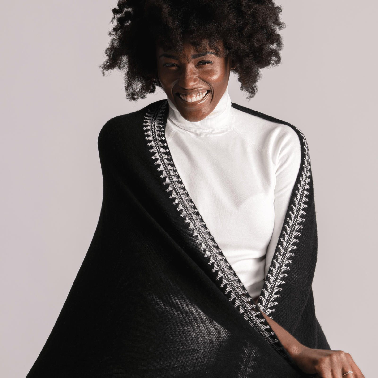 Black Cashmere Shawl White Mary Magdalene