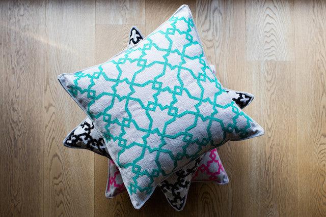 hand-embroidered cushion cover luxury interiors