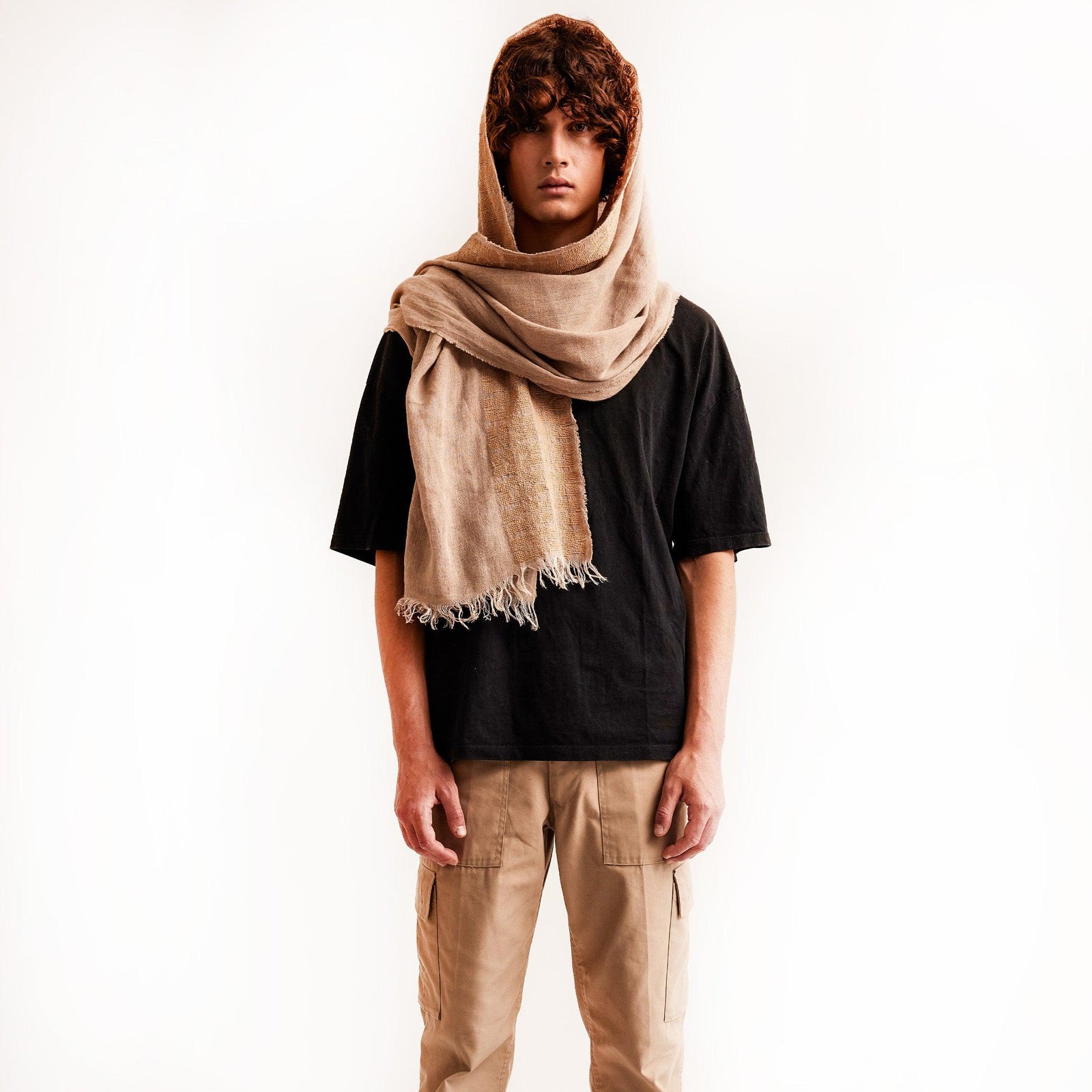BEIGE LINEN SHAWL BEIGE SINEAD