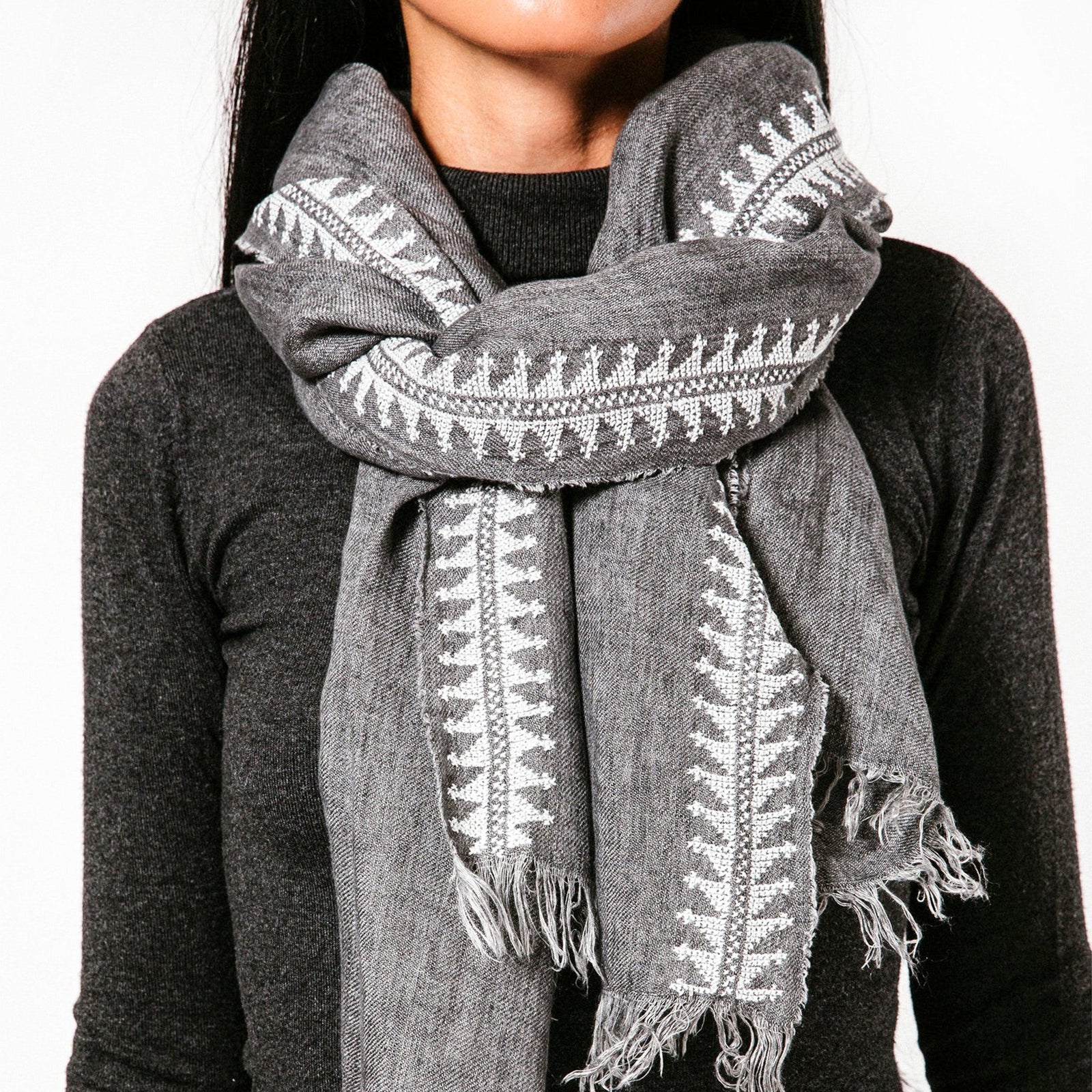 GRAY LINEN SHAWL MARY MAGDALENE